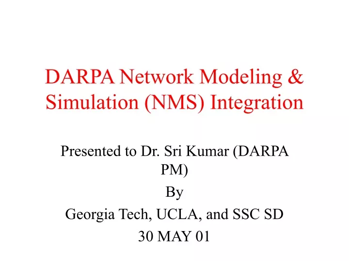 darpa network modeling simulation nms integration