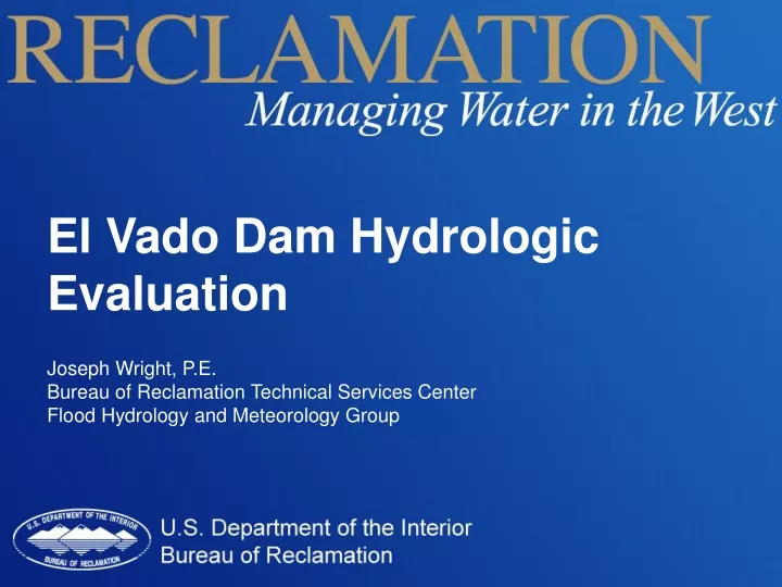 el vado dam hydrologic evaluation