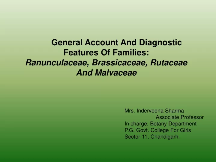 general account and diagnostic features