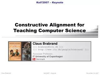 Constructive Alignment for  Teaching Computer Science