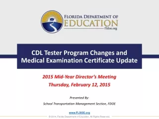 CDL Tester Program Changes and Medical Examination Certificate Update