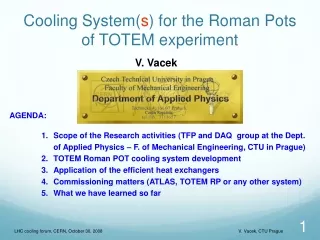 Cooling Syst e m ( s )  for the Roman Pots of TOTEM experiment
