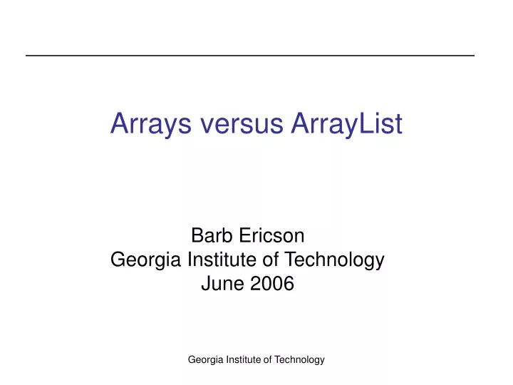 arrays versus arraylist