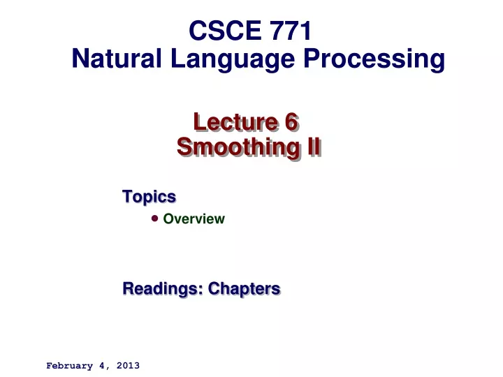 lecture 6 smoothing ii