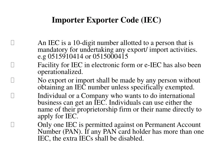 importer exporter code iec