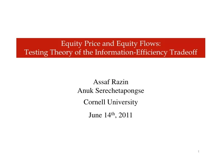 equity price and equity flows testing theory