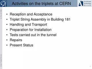 Activities on the triplets at CERN