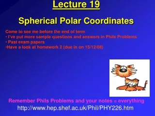 Lecture 19 Spherical Polar Coordinates