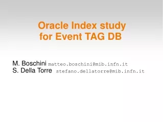 Oracle Index study  for Event TAG DB