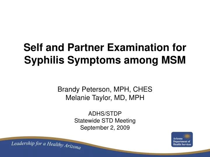 self and partner examination for syphilis symptoms among msm