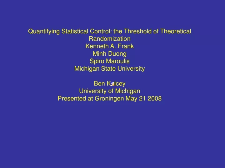 quantifying statistical control the threshold