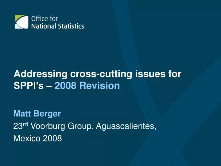 addressing cross cutting issues for sppi s 2008 revision
