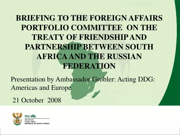 briefing to the foreign affairs portfolio