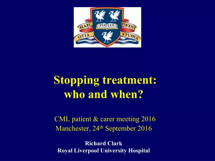 stopping treatment who and when cml patient carer