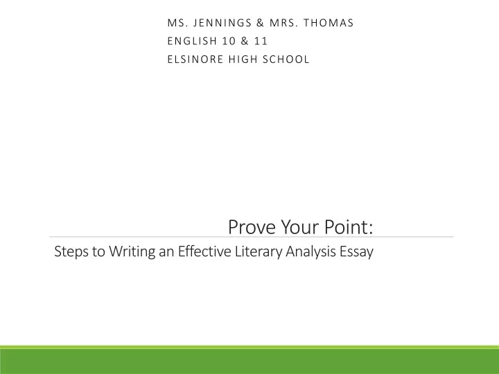 prove your point steps to writing an effective literary analysis essay