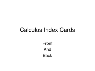 Calculus Index Cards