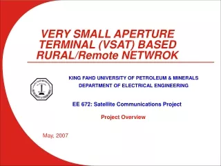 VERY SMALL APERTURE TERMINAL (VSAT) BASED RURAL/Remote NETWROK