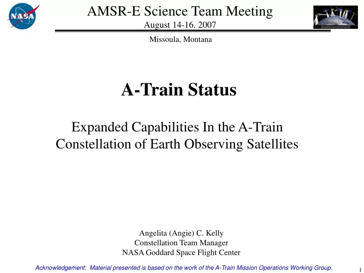 amsr e science team meeting august 14 16 2007