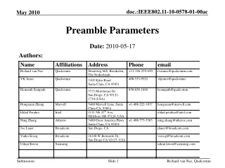 Preamble Parameters