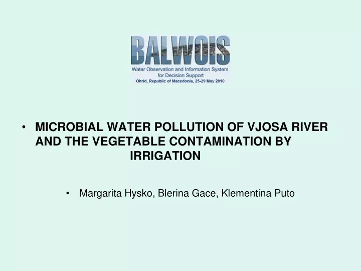 microbial water pollution of vjosa river