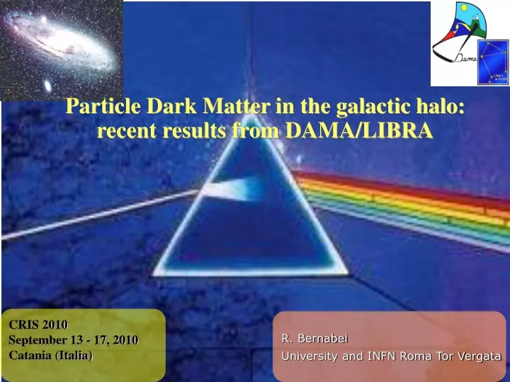 particle dark matter in the galactic halo recent