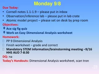 D ue Today:  Cornell notes 1.1-1.9 – please put in inbox