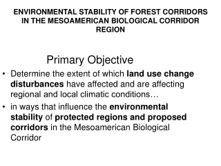 ENVIRONMENTAL STABILITY OF FOREST CORRIDORS IN THE MESOAMERICAN BIOLOGICAL CORRIDOR REGION