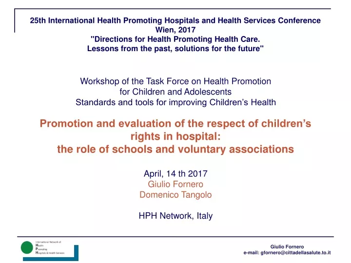 25th international health promoting hospitals