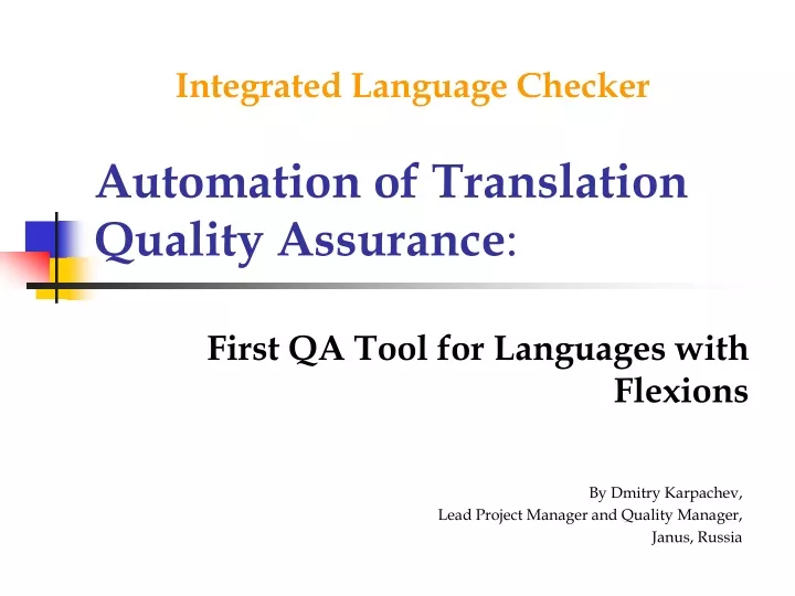 automation of translation quality assurance