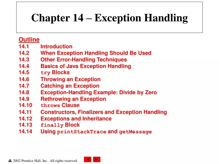 chapter 14 exception handling