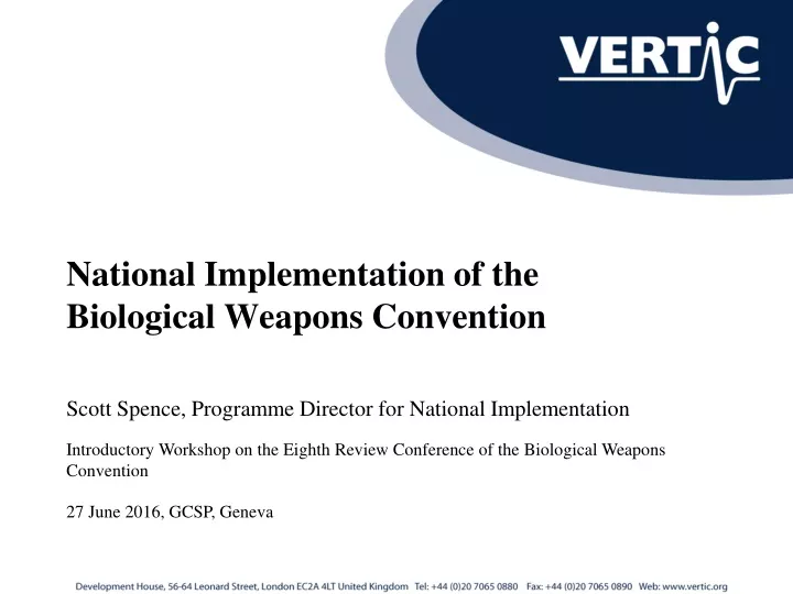 national implementation of the biological weapons convention