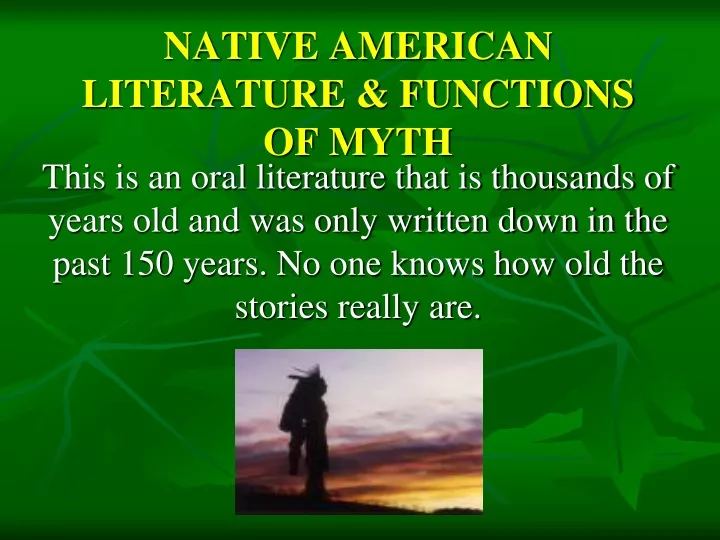 native american literature functions of myth