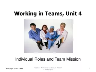 Working in Teams, Unit 4