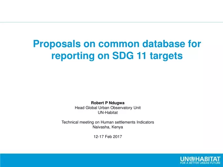 proposals on common database for reporting