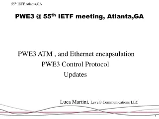 PWE3 @ 55 th  IETF meeting, Atlanta,GA