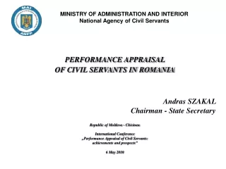 MINISTRY OF ADMINISTRATION AND INTERIOR National Agency of Civil Servants