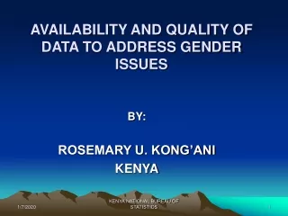 AVAILABILITY AND QUALITY OF DATA TO ADDRESS GENDER ISSUES