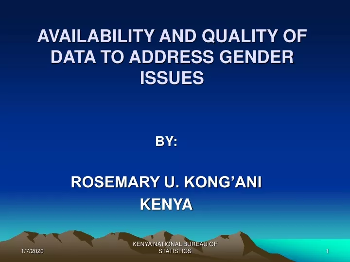 availability and quality of data to address gender issues