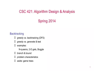 CSC 421: Algorithm Design &amp; Analysis Spring 2014