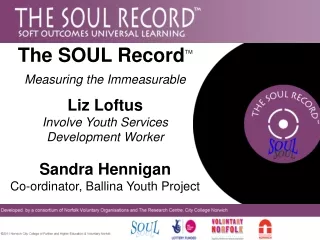 The SOUL Record TM Measuring the Immeasurable Liz Loftus Involve Youth Services Development Worker