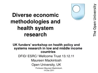 Diverse economic methodologies and health system research