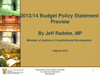 2013/14 Budget Policy Statement  Preview By Jeff Radebe, MP