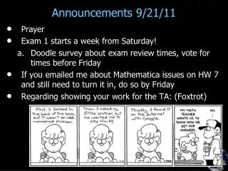 Announcements 9/21/11