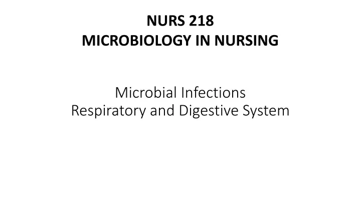 microbial infections respiratory and digestive system