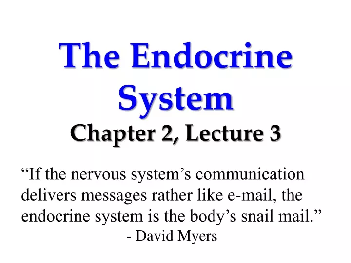 the endocrine system chapter 2 lecture 3