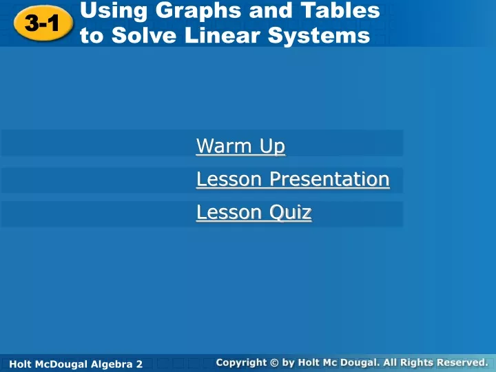 using graphs and tables to solve linear systems