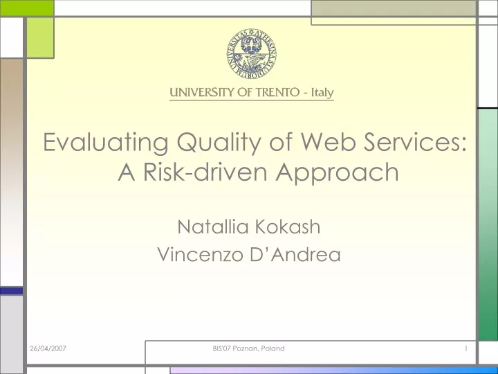 evaluating quality of web services a risk driven approach