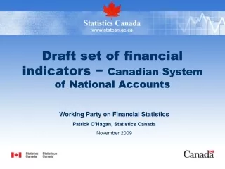 Draft set of financial indicators −  Canadian System of National Accounts