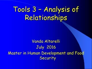 Tools 3 – Analysis of Relationships