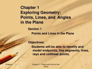Chapter 1 	Exploring Geometry:  	Points, Lines, and 	Angles in the Plane